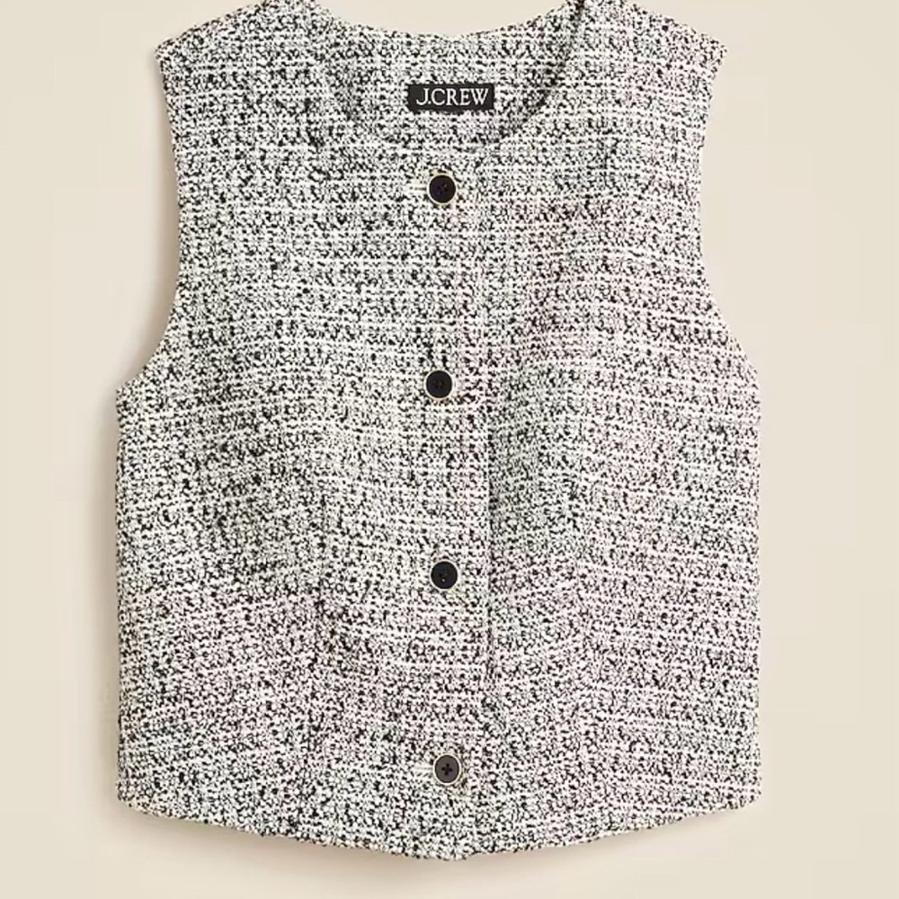 J.Crew Heathered tweed crewneck vest - NWT- size 0